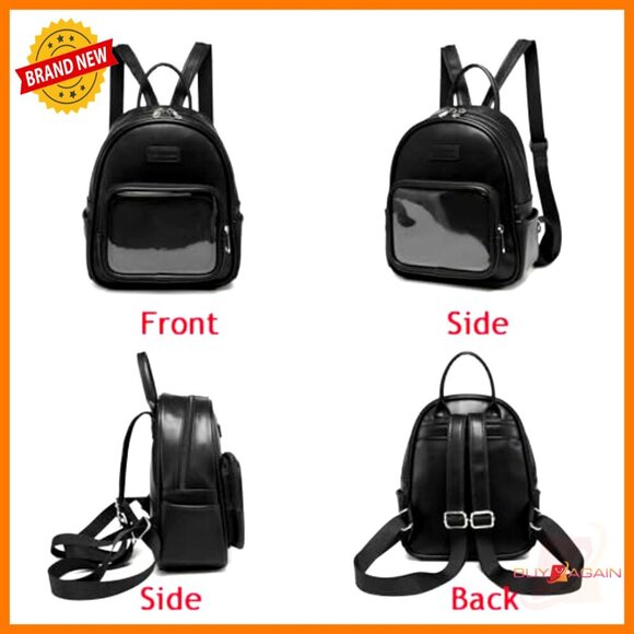 Clear Window Ita Backpack for Anime Pins Display, Vegan Leather, 11.5x8x1 Inches main image 4